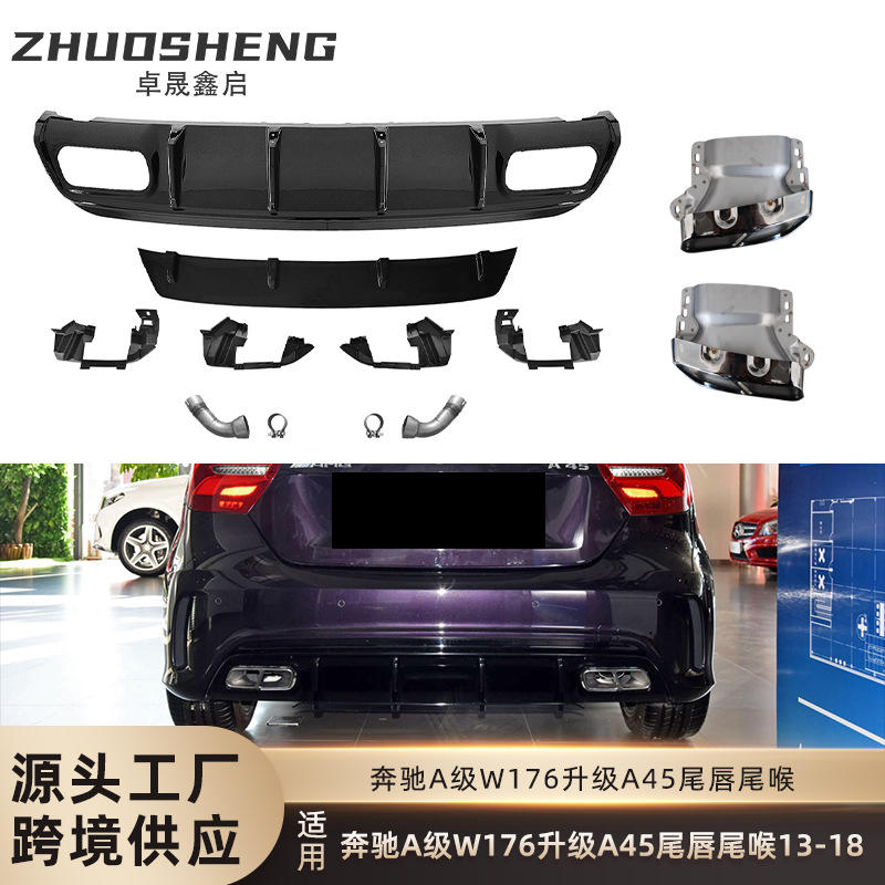 Suitable for Mercedes Benz A-Class Tail Lip and Throat W176 Upgrade A45AMG Tail Lip and Throat Small Encirclement Kit